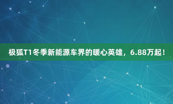 极狐T1冬季新能源车界的暖心英雄，6.88万起！